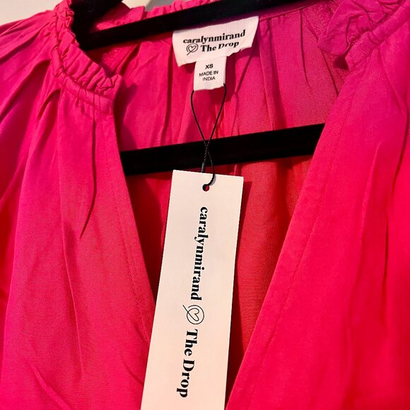 ✨ NWT The Drop x Caralyn Mirand Ruffle-Neck Tiered Mini Dress - XS Hot Pink ✨ - Picture 4 of 7